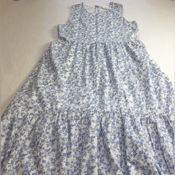 Abercrombie Kids Blue Poplin Tiered Maxi Dress Size 15-16 - Picture 2 of 12
